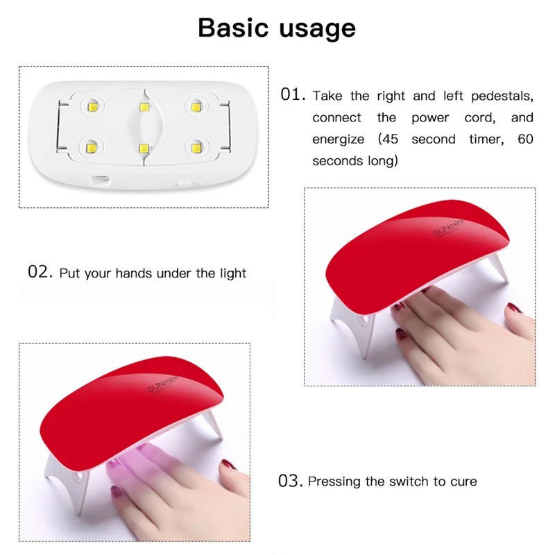 Сушилка для ногтей SUN Mini 6 Вт СВЕТОДИОДНЫЙ УФ лампа портативный кабель Micro USB