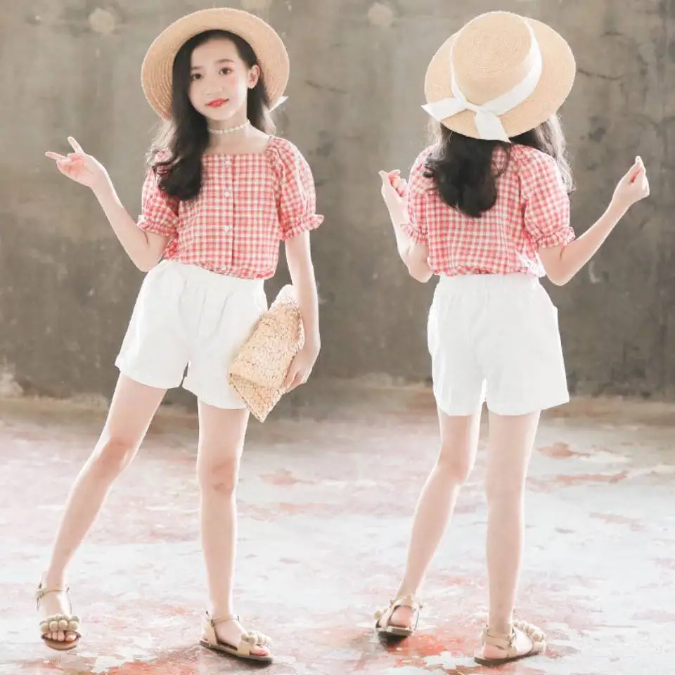 Новая распродажа 2 цвета комплекты одежды для девочек летняя однобортная