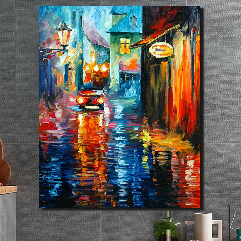 Картина на холсте пейзаж постеры и принты абстрактная улица из масляной живописи