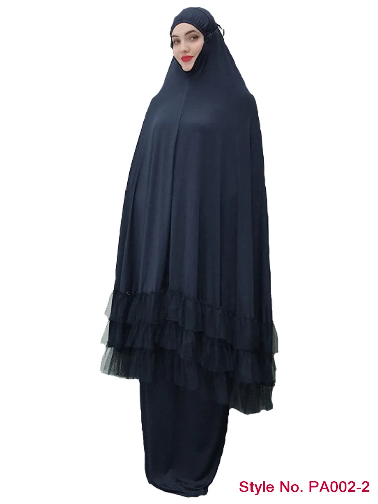 Dark Blue Khimar Мусульманская женская молитвенная одежда Khimar юбка комплект длинное платье хиджаб Арабская абайя Jilbab Niqab Afghanistan Clothes For Namaz - Цвет: Dark Blue Khimar