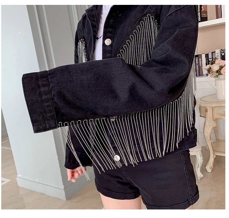 

Women Denim Jacket Fashion Tassel Casual Chaquetas Spring Autumn Vintage Coat Female Single-Breasted Veste Femme Outerwear New