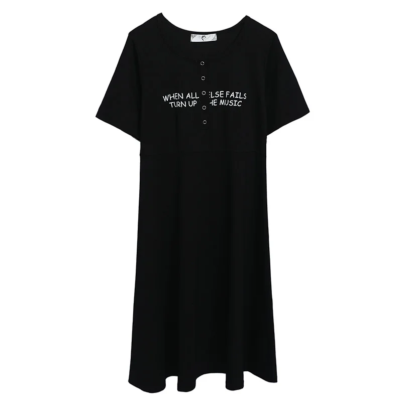 Платье летнее новое для полных женщин большого размера в стиле преппи с английской надписью "Лучшее подружка" и определенной талией 7063.