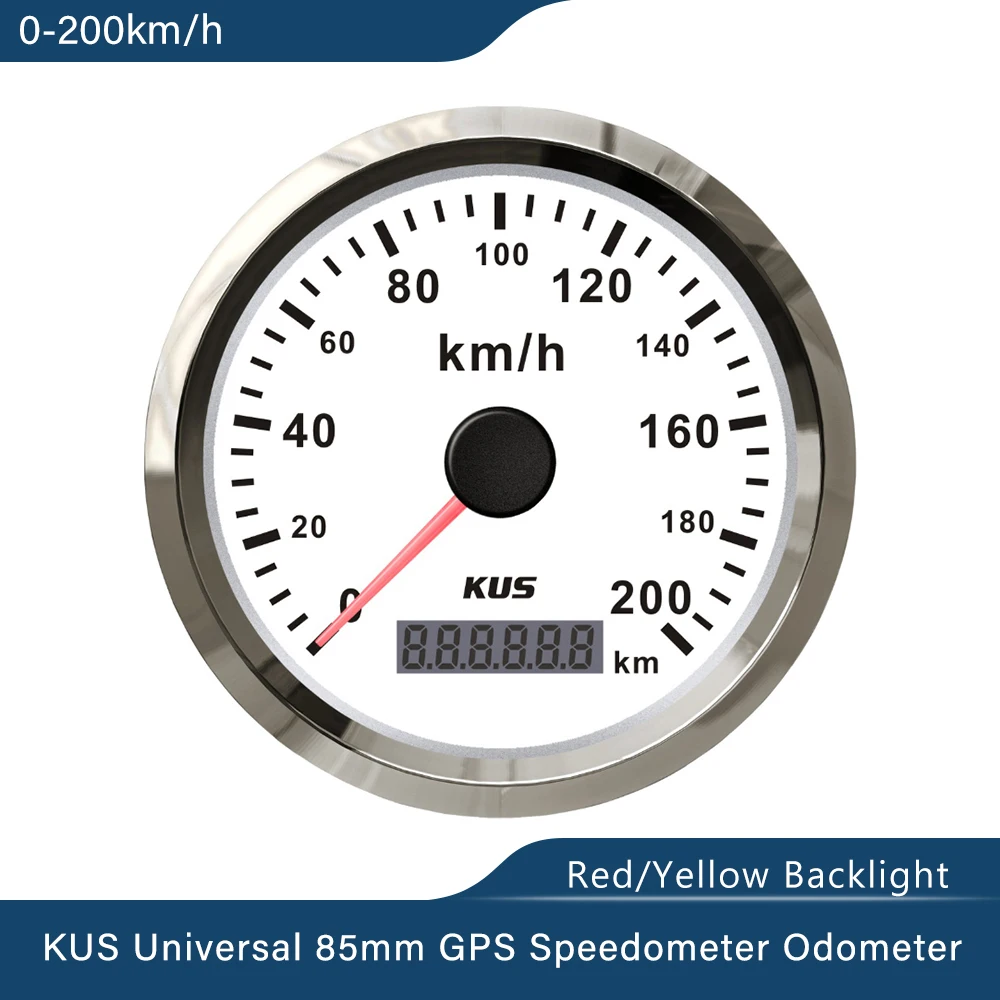 

KUS Универсальный 85 мм GPS Спидометр Одометр измеритель км/ч для автомобиля для мотоциклов, грузовиков 12В 24В с подсветкой
