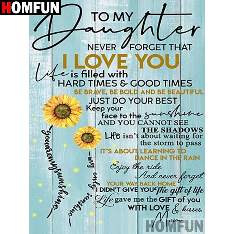 Алмазная живопись HOMFUN A30084 алмазная вышивка текст любви цветок полная выкладка