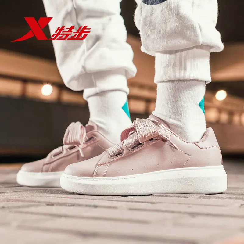 Xtep/Модная женская повседневная обувь на шнуровке кроссовки с широкими лентами и