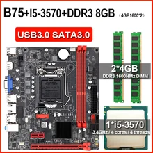 JINGSHA B75M motherboard set with Intel Core LGA 1155 I5 3570 2pcs x 4GB=8GB 1600MHz DDR3 Desktop Memory USB3.0 SATA3.0