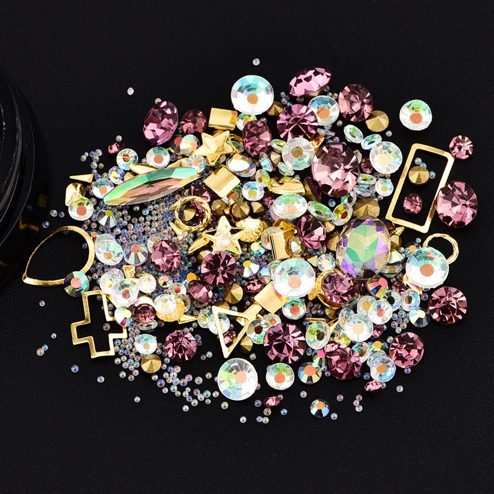 

12Pack Mixed Nail Art Decoration Colorful Rhinestones Diamonds Crystals Metal Studs Beads Gems DIY Nail Art Manicure Accessories
