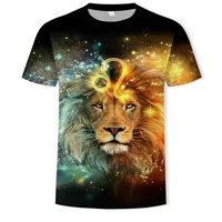 3d printing lion men t shirt fashion o neck casual trend short sleeve oversized t shirt selling punk streetwear all match tops