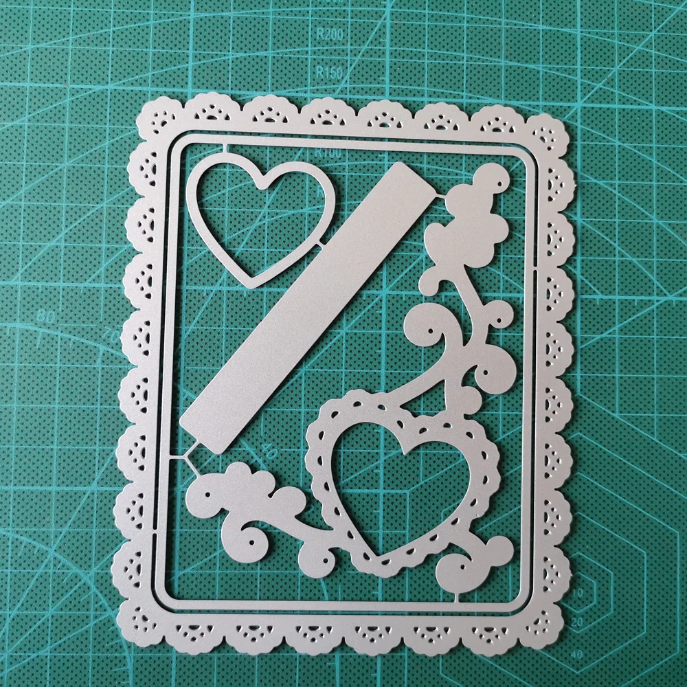 5 Pcs Rectangle Lace Frame Metal Cutting Dies Heart Decoration Stencils for DIY Scrapbooking Album Stamp Paper Card Embossing | Дом и сад