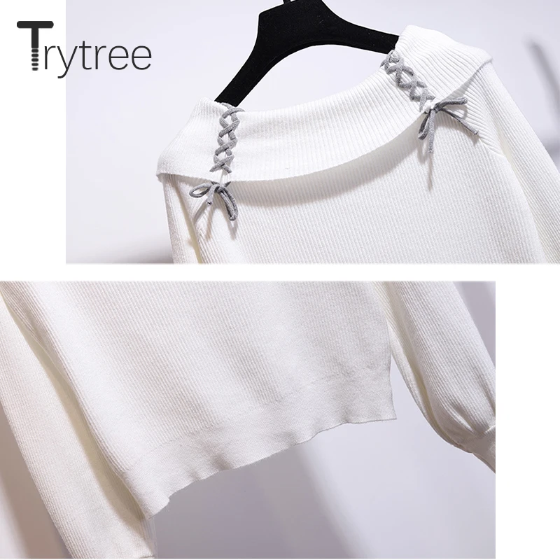 Осень зима 2020 комплект из двух предметов Trytree повседневный однотонный топ с