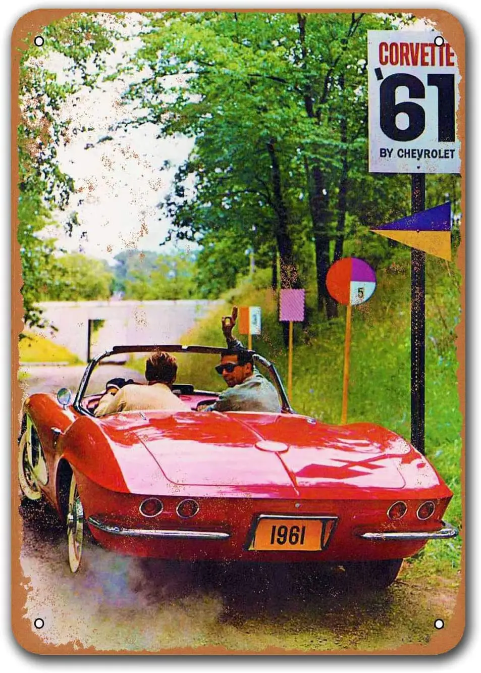 

1961 Corvette автомобильные жестяные знаки винтажные, Sisoso металлические таблички постер для паба гаража Ретро Декор стен 8x12 дюймов