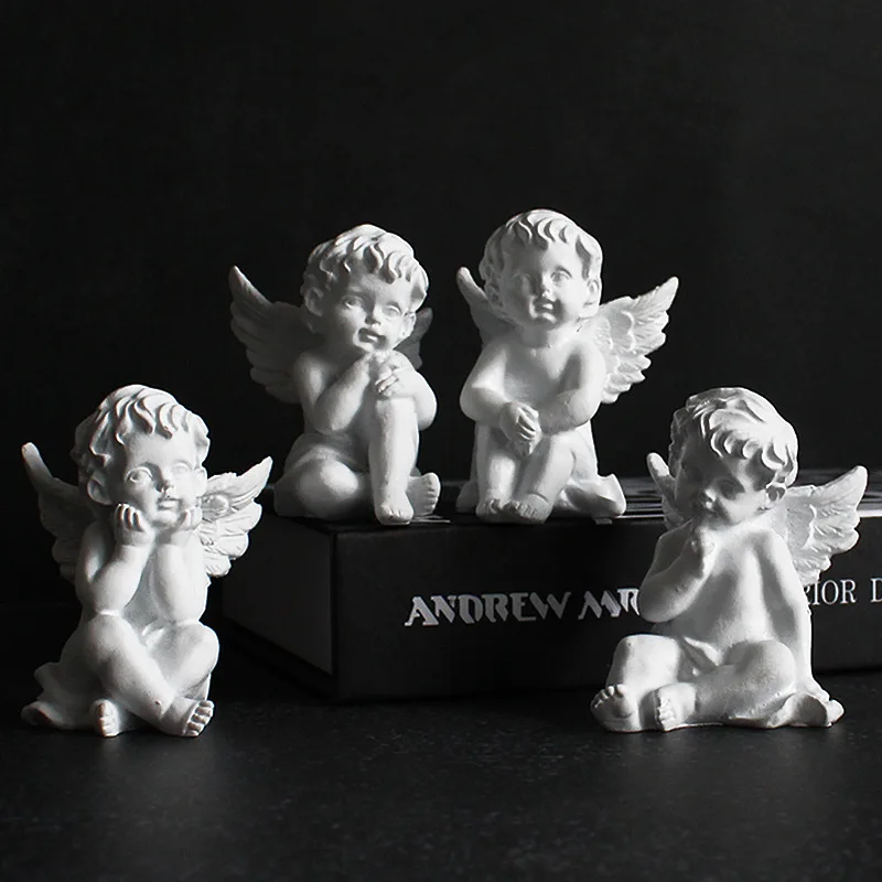 

Украшение в виде Белого Ангела в европейском ретро-стиле, полимерная скульптура, фигурка, украшение для дома, прихожей, статуя, украшение