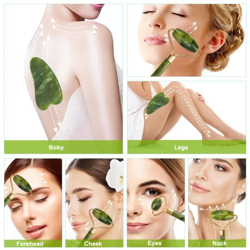 

Guasha Face Massager For Face Jade Roller Massage Natural Massager Roller Beauty Scraper Microniddle Sha Tools Gua Jade M1J1