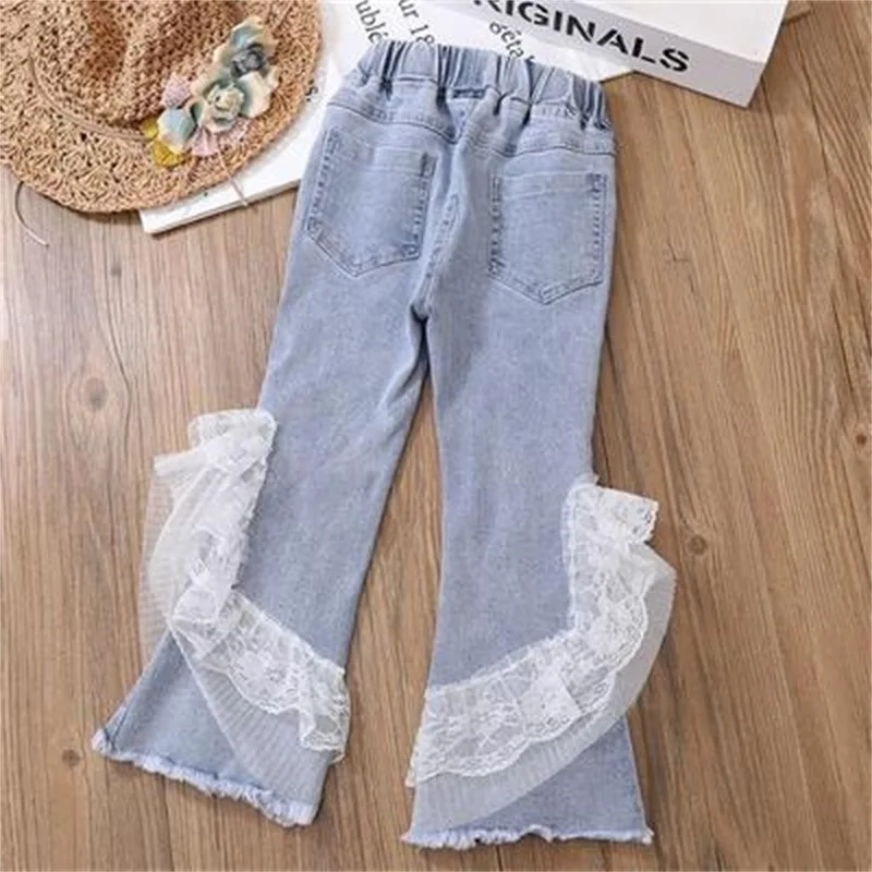 

Girls' pants, spring and autumn jeans, 2021 new children's autumn clothes, children's fashion flared trousers
