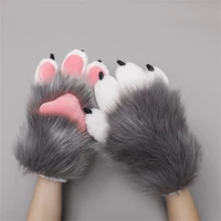kawaii hand made cosplay props anime plush gloves accessories lolita cute plush nail animal claw gloves 2022 new fursuit