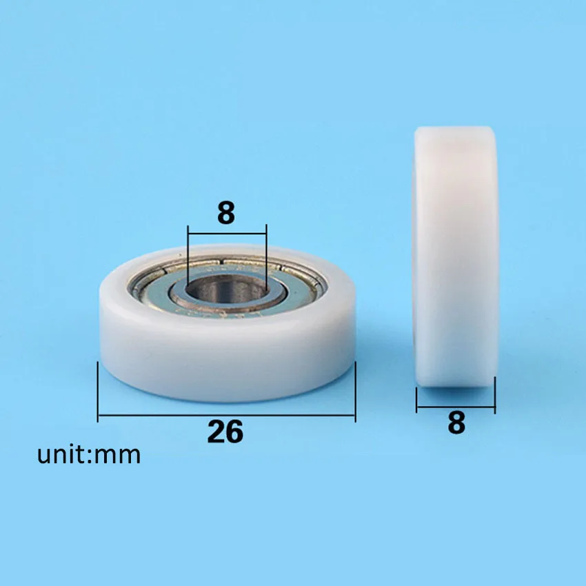 

1Pcs 8x26x8 mm Nylon Plastic Wheel With Bearings Flat miniature pulley POM Mechanical Hard bearing For Door Window Drawer