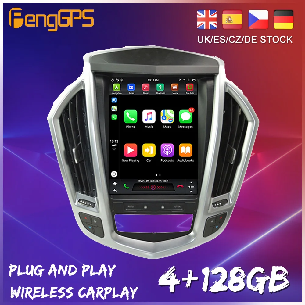 Автомагнитола на платформе Tesla с вертикальным экраном Android 9 для Cadillac SRX 2009 2010