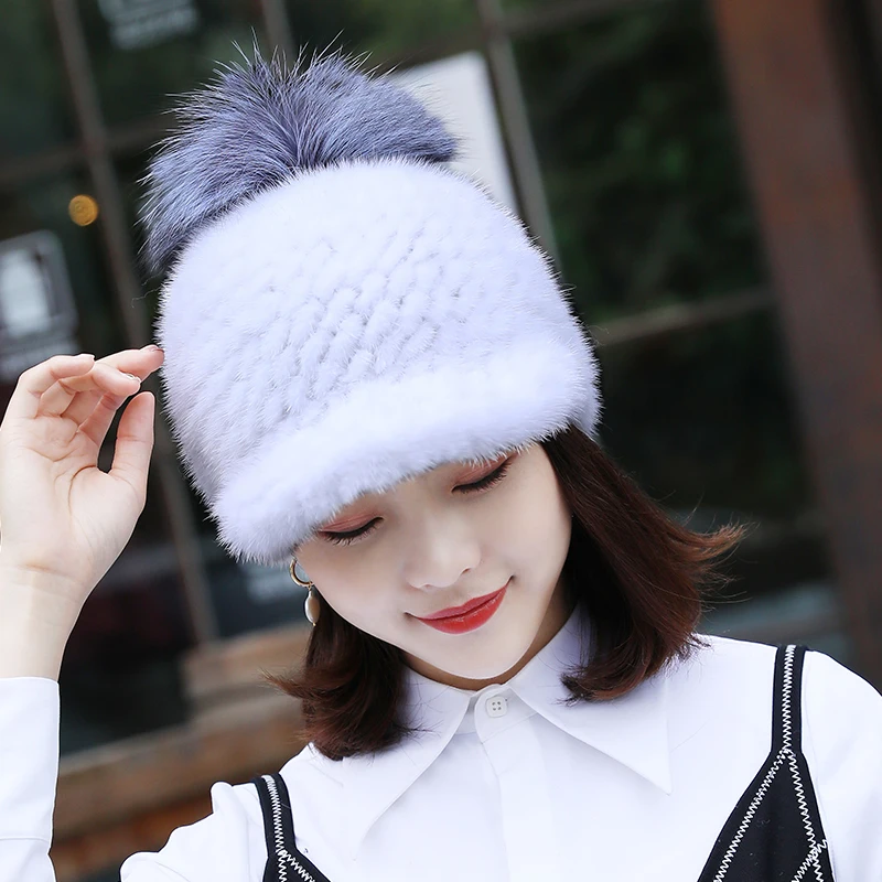 Женские меховые шапки Harppihop черная шапка из натурального меха норки теплая