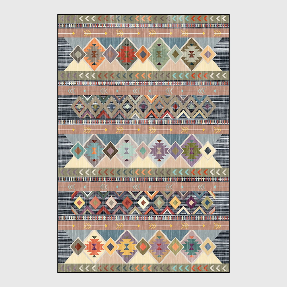 

Retro Ethnic Geometric Pattern Carpet Printed Indian Tapis Soft Carpets For Living Room Anti-slip Rug Floor Mat Home Decor