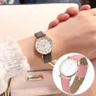 Часы женские, классические, с кожаным ремешком, аналоговые, кварцевые, черные