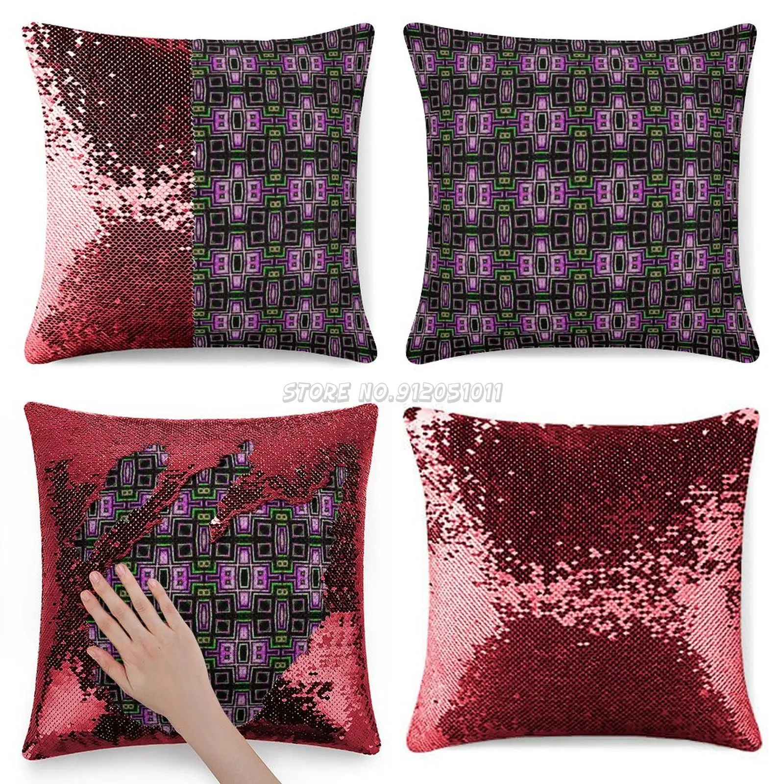 Декоративная наволочка с блестками и разноцветными для детской комнаты подушки