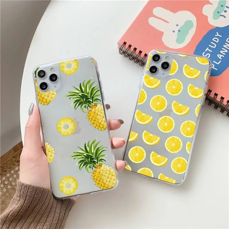 

Summer fruit lemon strawberry Phone Case Transparent for Clear iPhone case 11 12 mini pro XS MAX 8 7 6 6S Plus X 5S SE 2020 XR