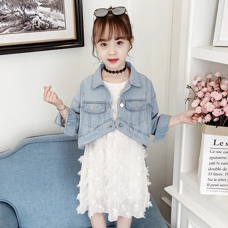 Комплекты одежды для девочек подростков детские джинсовые пальто из 2 предметов