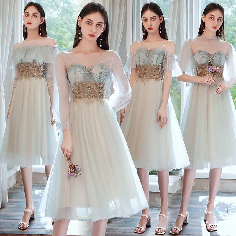 

Кружевное платье подружки невесты с бисером Vestido De Fiesta De Boda платье для свадебной вечеринки размера плюс женские свадебные платья с рукавами