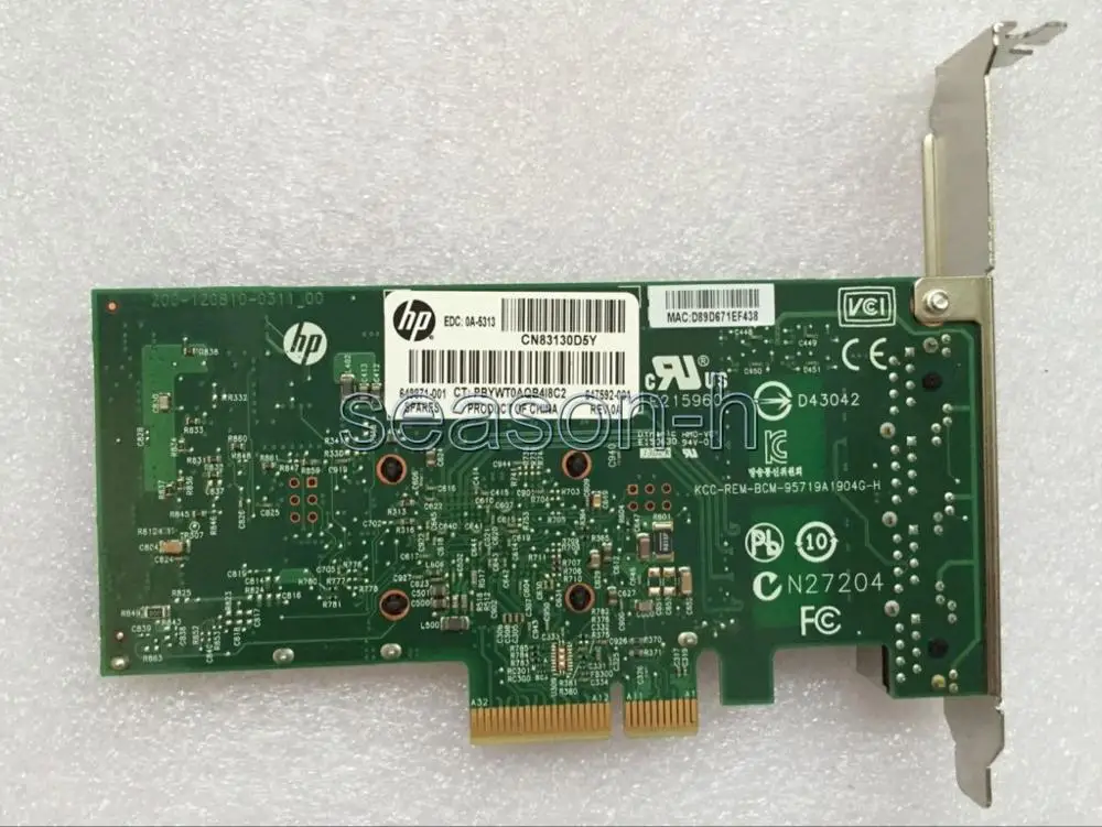 HP 331T Quad Port 1G Gigabit Ethernet Network Adapter 647594-B21 649871-001