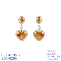 lovely heart cz earrings for wedding bride crystals dangle earring for womenpopular jewelry accessories ce11619