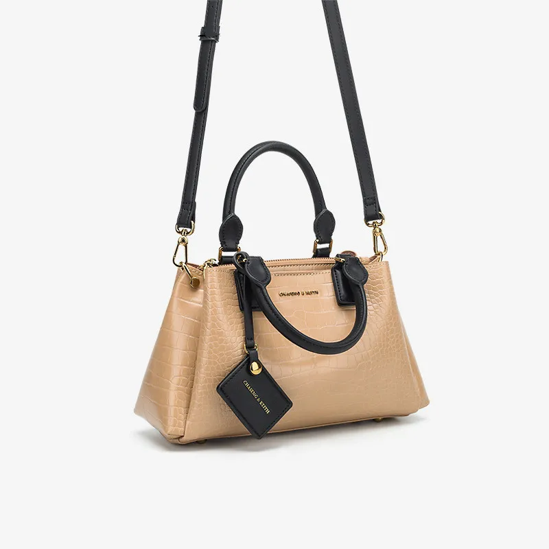 Женская сумка через плечо с крокодиловым узором Большая вместительная