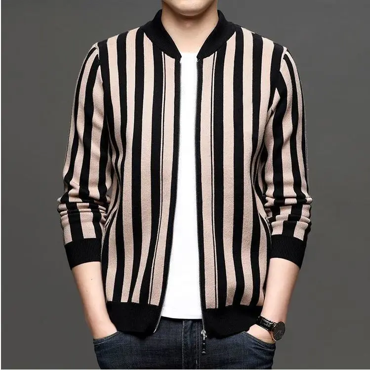 

Кардиган Мужской трикотажный в Вертикальную Полоску, Осень-зима