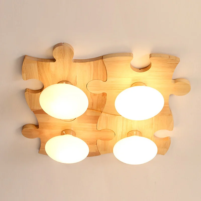 Скандинавский потолочный светильник из твердой древесины простой современный