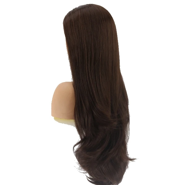 dark brown MRWIG длинные волнистые синтетические бесклеевые передние парики правая часть 320 Плотность г черный/коричневый/Блонд цвет волос - Цвет: dark brown