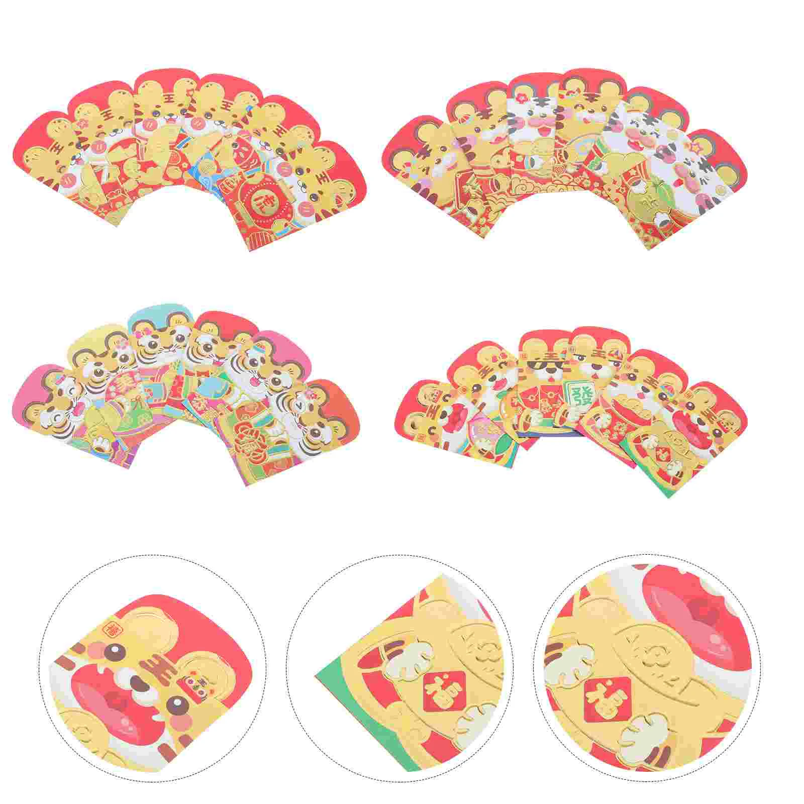 

Конверты бумажные красные в стиле тигра, 48 шт.