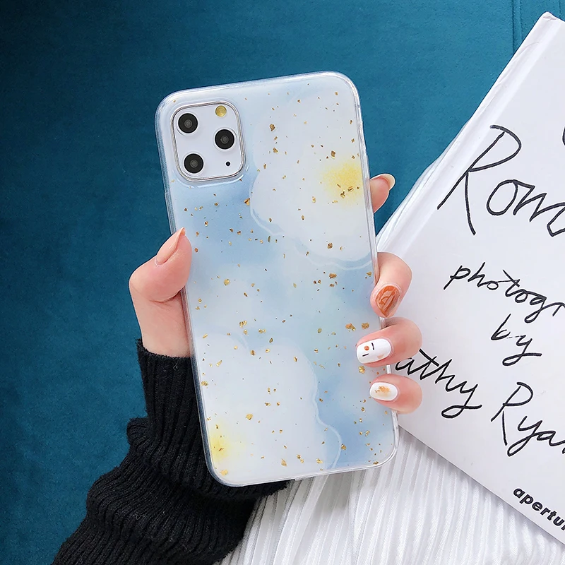 Bling Цветы с блестками мягкие чехлы для huawei P20 P30Lite Mate20 30 Pro Золотая фольга Крышка для смартфона Honor 8X9X9 10 20 Nova 3 3i 4 5