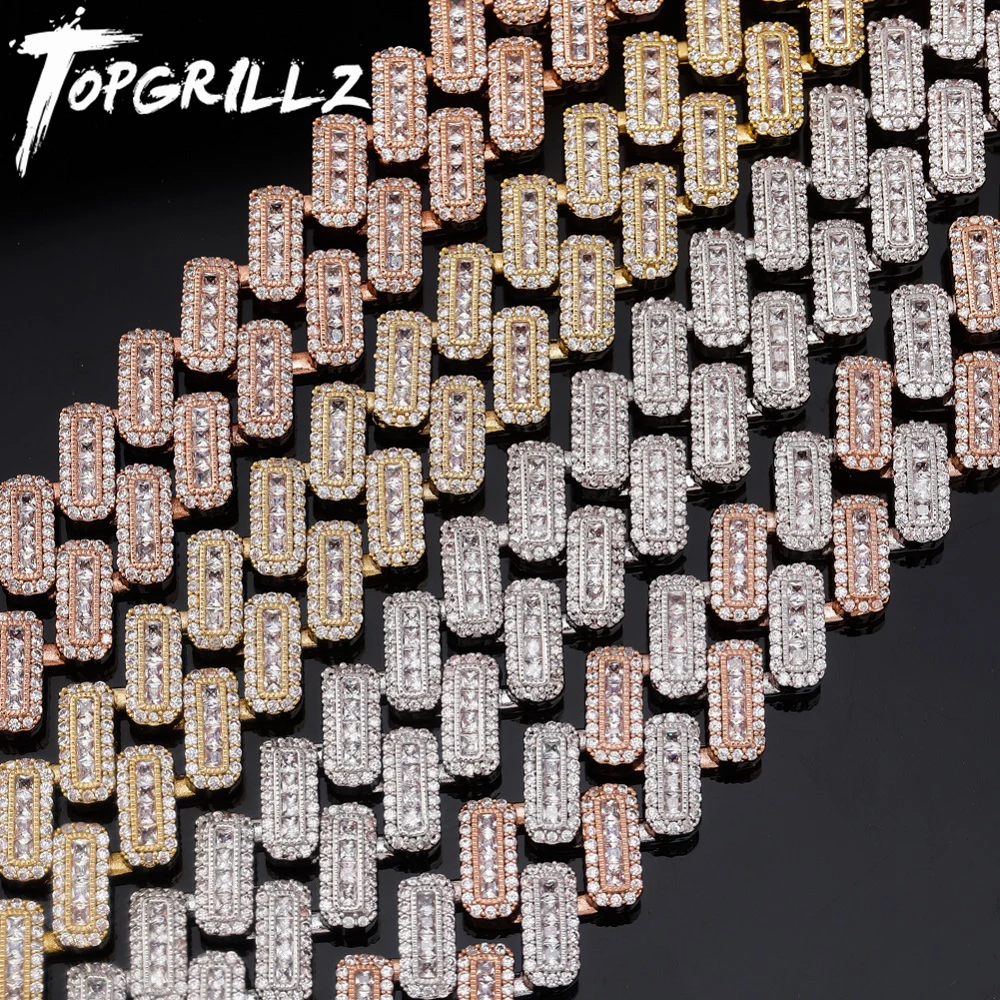 TOPGRILLZ 20 мм Майами квадратная пряжка кубинское ожерелье ледяной выход AAA + CZ