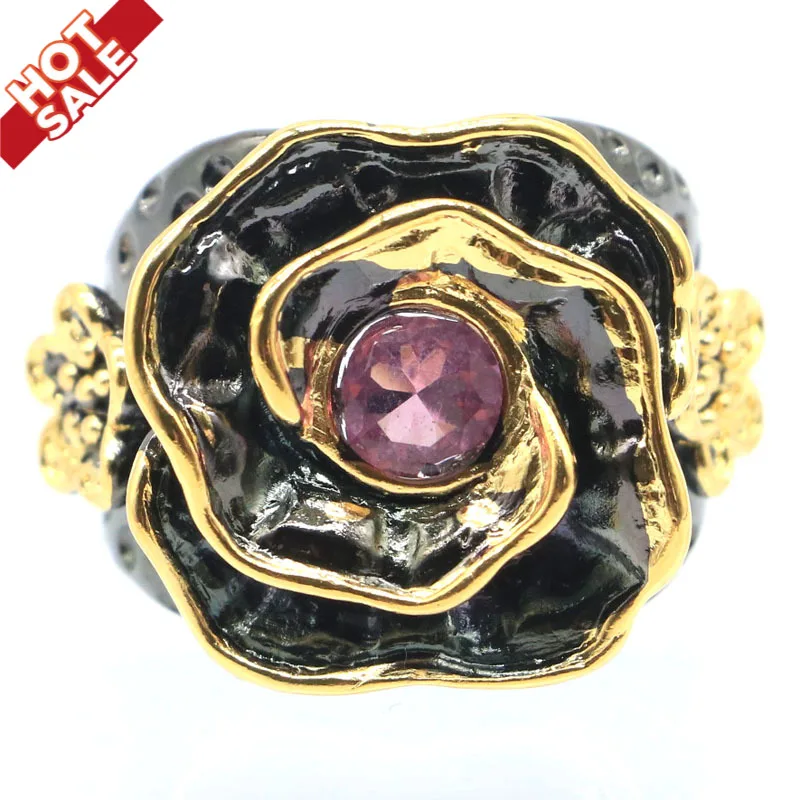 20x20 мм возвышенные античные винтажные розовые турмалиновые Подарочные Кольца
