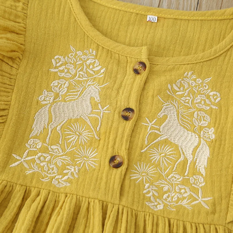 

New Product Summer Girl Dress Fashion Sleeveless Embroidery Foreign Trade Children's Clothing Casual Dress Simple