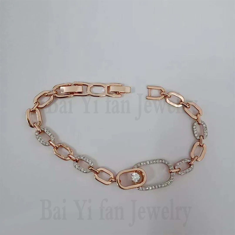 

2020 Fashion SWA New SPARKLING DANCE NORTH Set Rose Gold Dynamism Crystal Oval Buckle Decoration Female Romantic Jewelry Gift