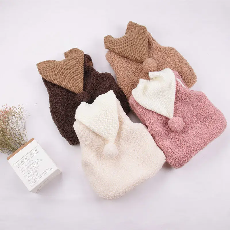 Детская осенне зимняя теплая куртка Детские милые пальто с капюшоном плюшевая