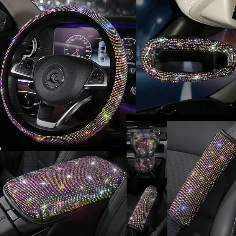 Красочные Стразы с украшением в виде кристаллов Накладка для ремня безопасности