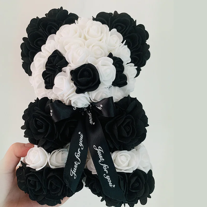 25cm Roses Foam Bear/Panda Rose Flower Bear Artificial PE Flowers Rose Christmas Gifts Women Valentine's Day Gift  Toy