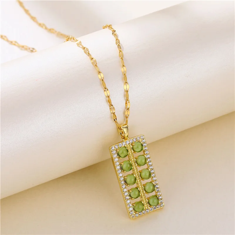 

Design Sense Korean Fashion Zircon Inlaid Green Chocolates Pendant Short Women Necklaces Amazing Birthday Gift Jewelry For Girls