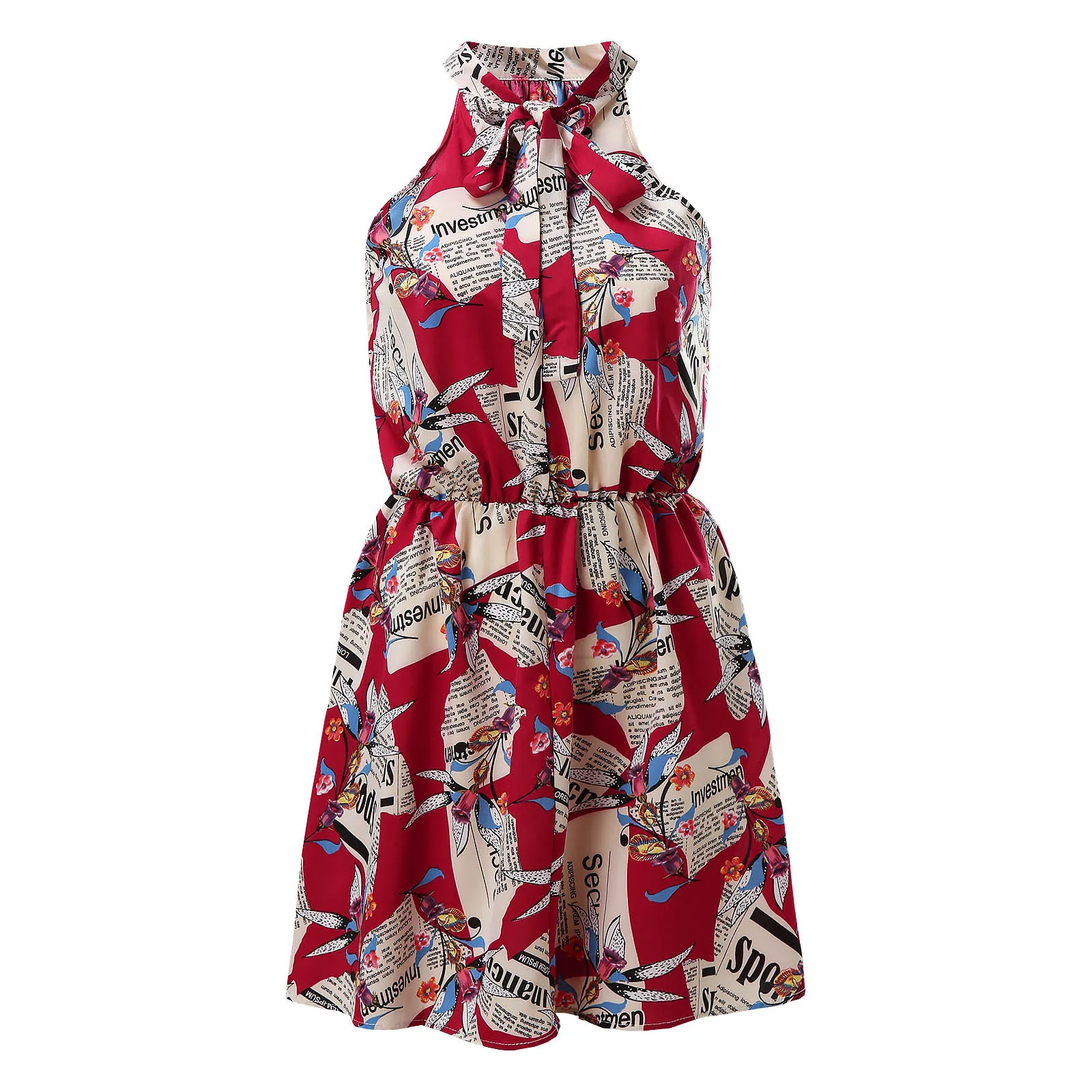 

Sagace Dresses For Women 2021 Bohemia Fashion Sleeveless Floral Print Hang Neck Casual Knee-length Dress Independence Day