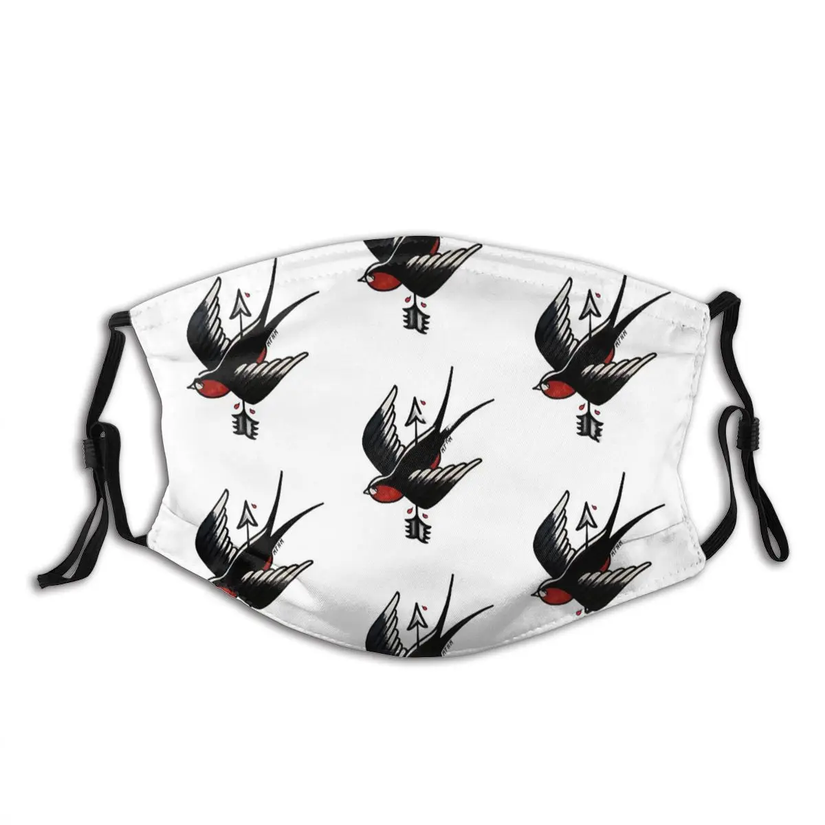 

Killed Black Swallow Tattoo Reusable Trendy Mouth Face Mask Windproof Cold Proof with Filters Winter Protection Cover Muffle