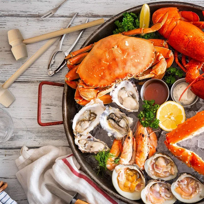

18 Pieces Wooden Crab Lobster Mallets Seafood Shellfish Crab Mallet Solid Hardwood Crab Hammer for Cracking Seafood Tool