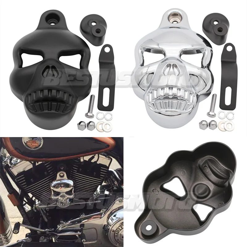 Мотоциклетный рожковый чехол с черепом для Harley Softail Dyna Fat Bob FXDF Street FXDB Electra Glide LHT Road