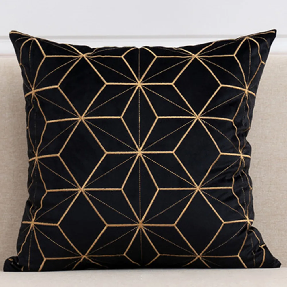 

45*45cm Pillow Case Bedroom Cotton Geometric Gold Line Home Decoration