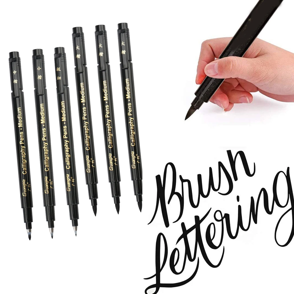

Calligraphy Pen Black Refillable Hand Lettering Pens Brush Marker Child Gift
